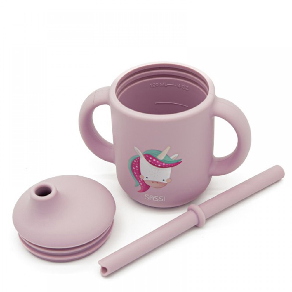 Εκπαιδευτικό Ποτήρι Σιλικόνης με Καλαμάκι Sassi Sparkly The Unicorn