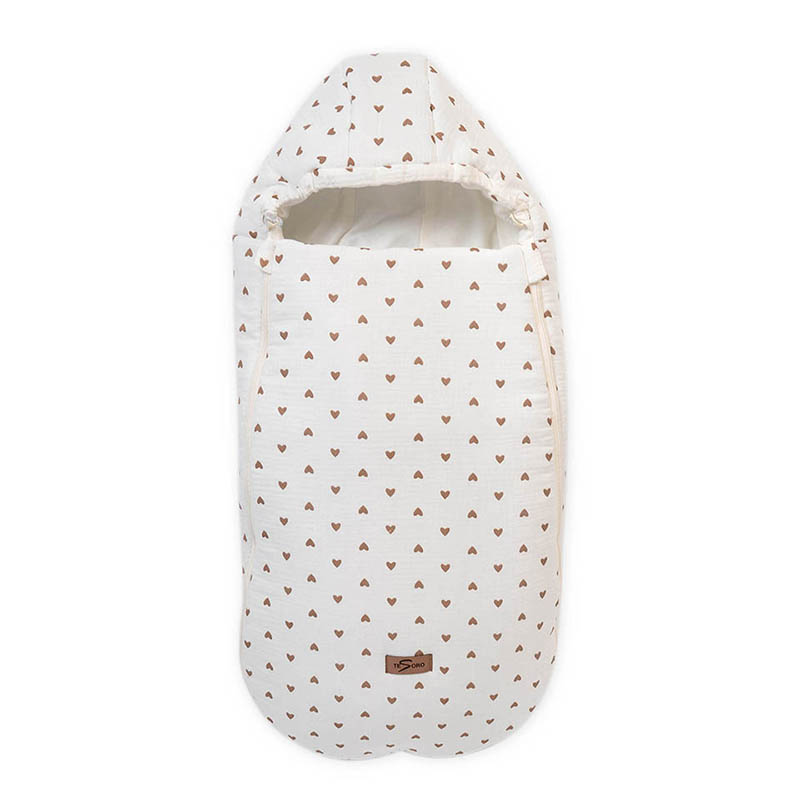Ποδόσακος Tesoro Muslin Hearts Brown