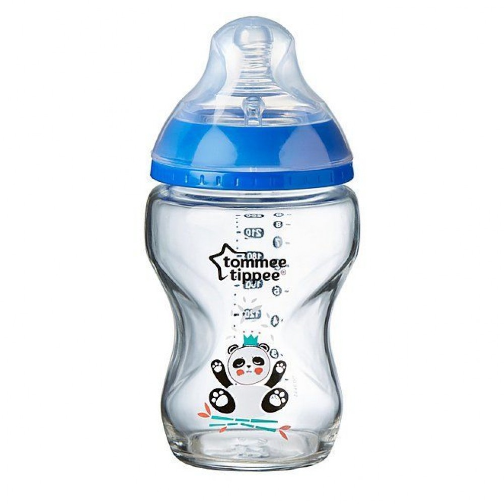 Μπιμπερό γυάλινο Tommee Tippee Closer To Nature 250ml 0m+ Blue Panda Μπιμπερό γυάλινο Tommee Tippee Closer To Nature 250ml 0m+ Blue Panda