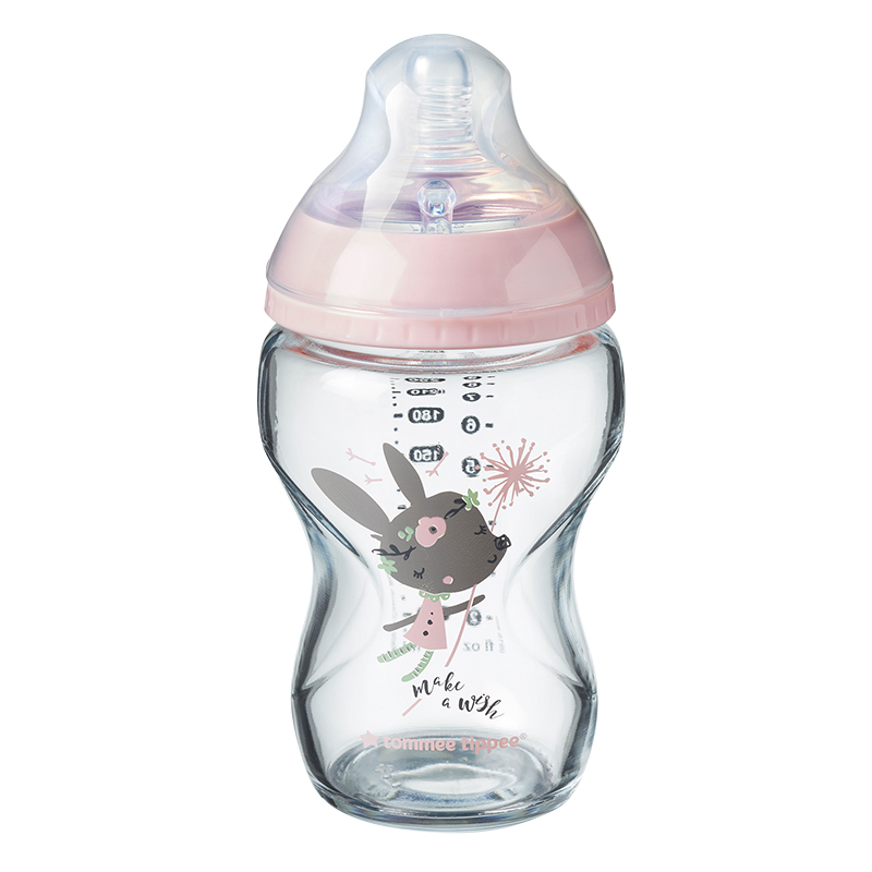 Μπιμπερό γυάλινο Tommee Tippee Closer to Nature 250ml 0m+ Pink Mouse