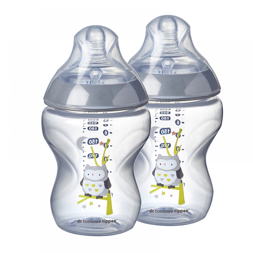 Μπιμπερό πλαστικό Tommee Tippee Closer to Nature 260ml 0m+ Ollie the Owl (2τεμ.) 