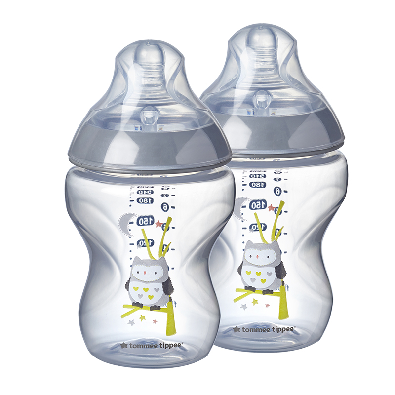 Μπιμπερό πλαστικό Tommee Tippee Closer to Nature 260ml 0m+ Ollie the Owl (2τεμ.)