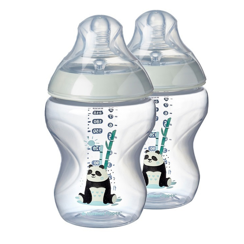 Μπιμπερό πλαστικό Tommee Tippee Closer to Nature 260ml 0m+ Rip the Panda (2τεμ.)