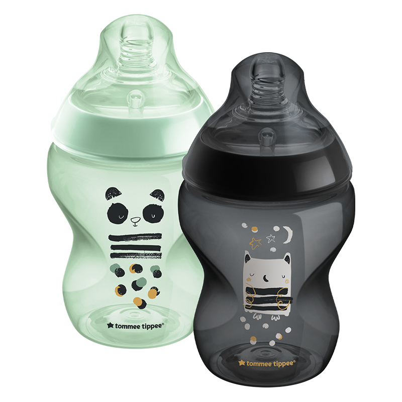 Μπιμπερό πλαστικό Tommee Tippee Closer to Nature 260ml 0m+ Pip the Panda & Ollie the Owl (2τεμ.)