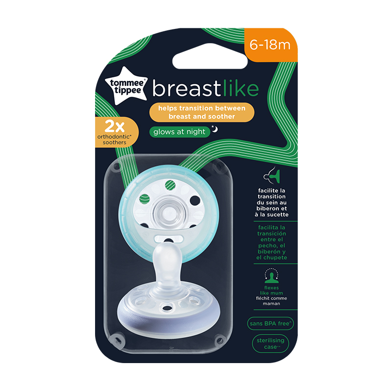 Πιπίλα Σιλικόνης Νυκτός Tommee Tippee Breastlike Night 6-18m (2τεμ.)