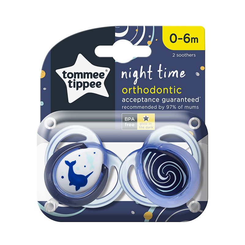 Πιπίλα Σιλικόνης Νυκτός Tommee Tippee Night Boy 0-6m (2τεμ.)