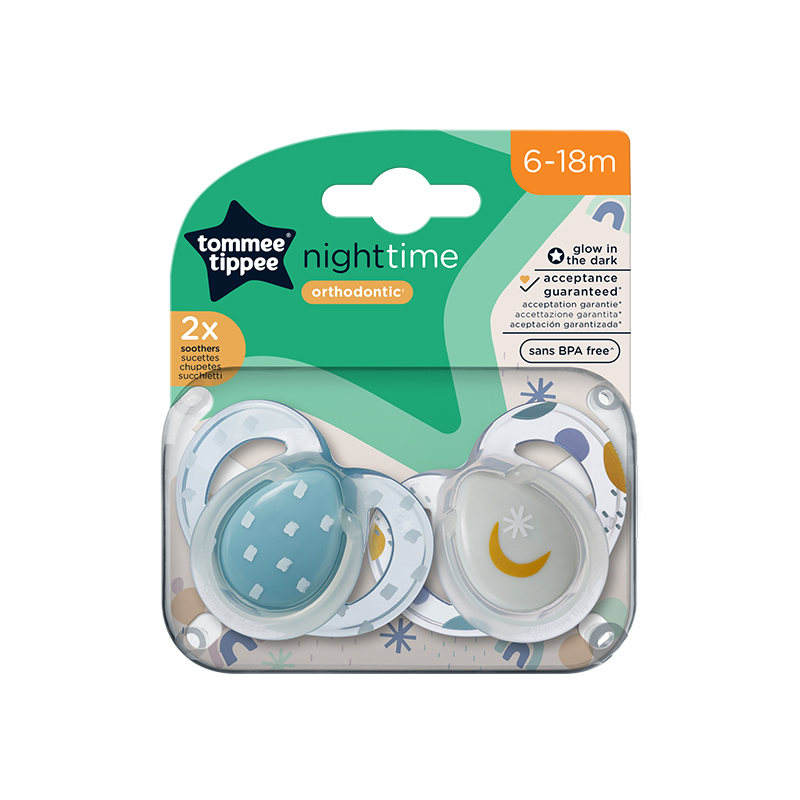 Πιπίλα Σιλικόνης Νυκτός Tommee Tippee Night Boy 6-18m (2τεμ.)