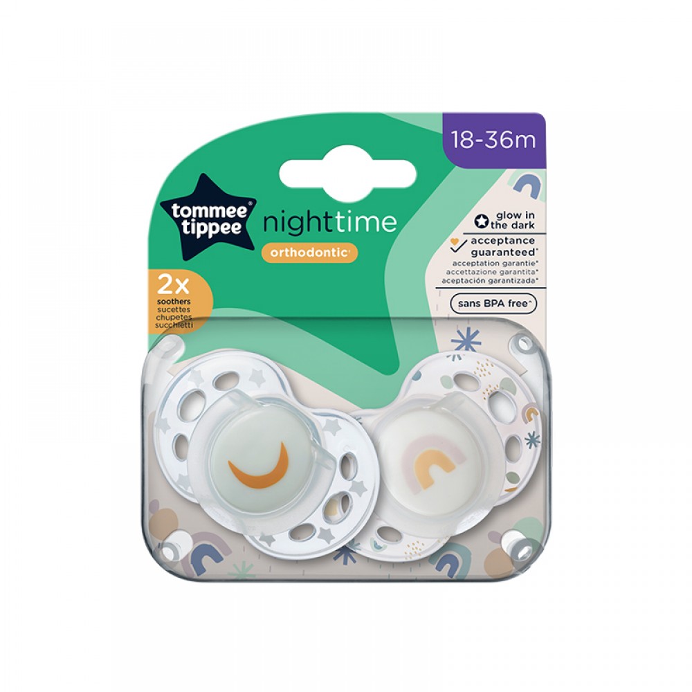 Πιπίλα Σιλικόνης Νυκτός Tommee Tippee Night Unisex 18-36m (2τεμ.)