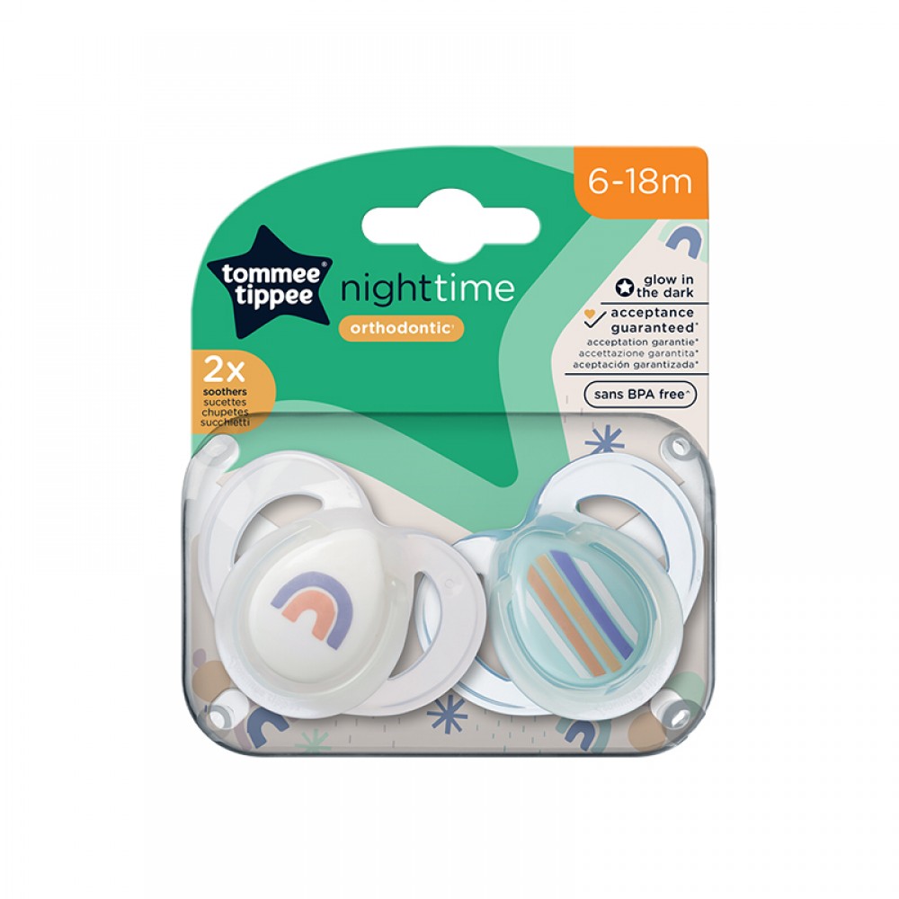 Πιπίλα Σιλικόνης Νυκτός Tommee Tippee Night Unisex 6-18m (2τεμ.) 