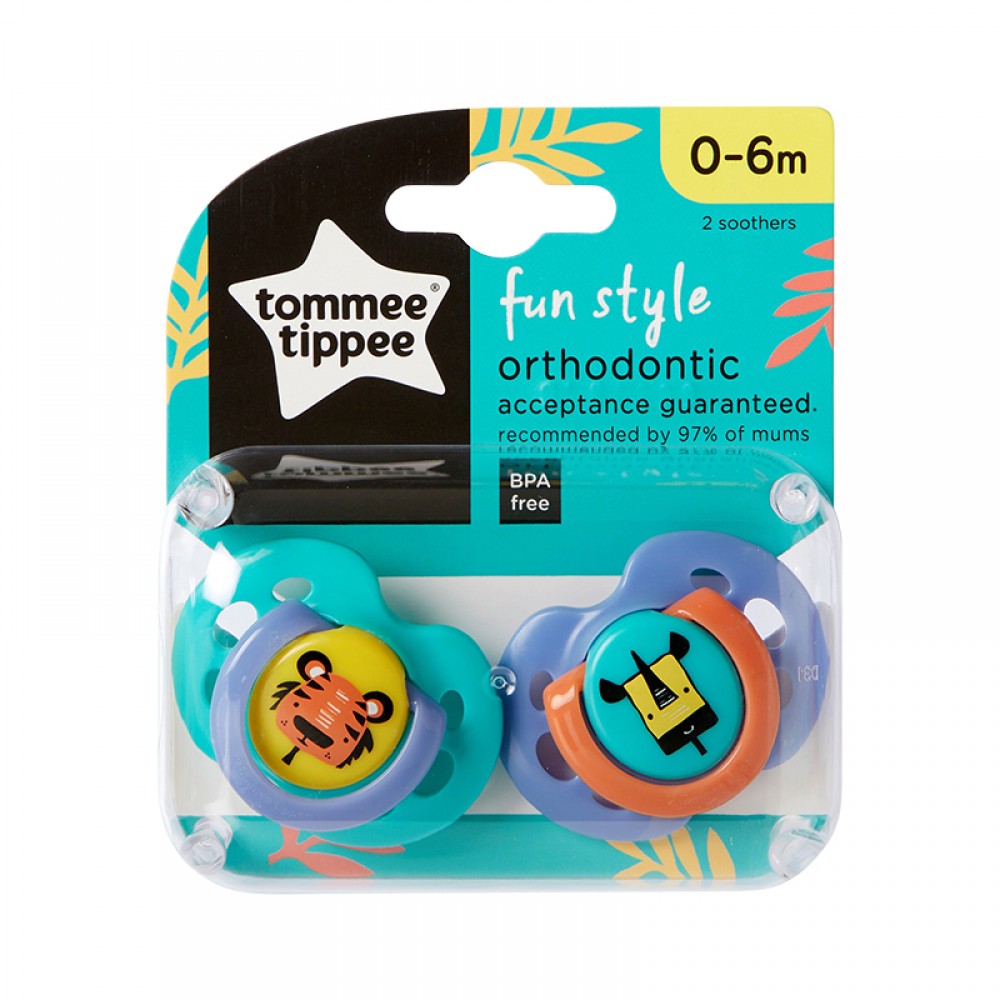 Πιπίλα Σιλικόνης Tommee Tippee Fun Jungle 0-6m (2τεμ.)