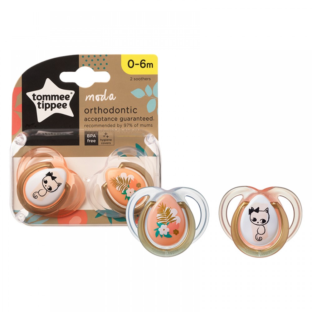 Πιπίλα Σιλικόνης Tommee Tippee Moda Girl 0-6m (2τεμ.) 