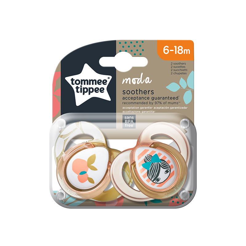 Πιπίλα Σιλικόνης Tommee Tippee Moda Girl 6-18m (2τεμ.)