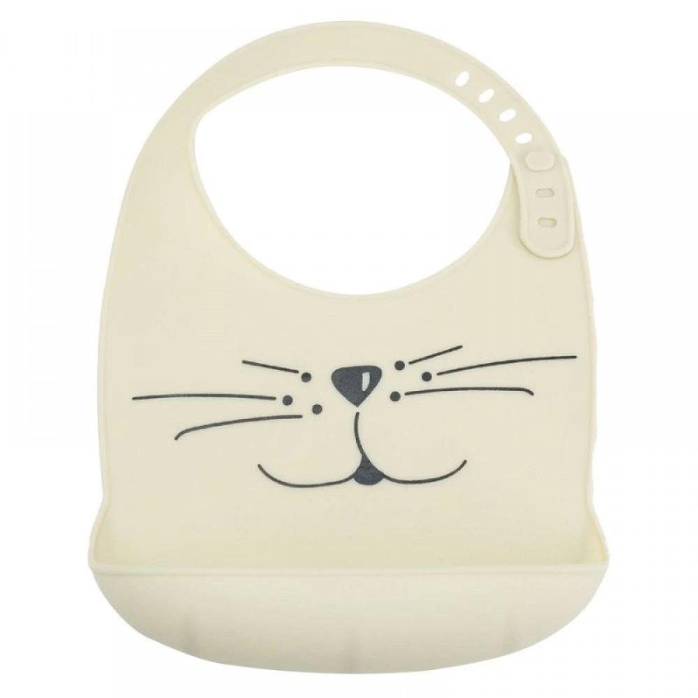 Σαλιάρα Σιλικόνης Cat Trois Kilos Sept Beige Σαλιάρα Σιλικόνης Cat Trois Kilos Sept Beige