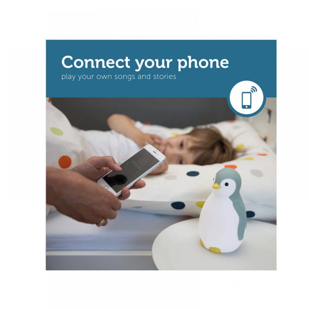 Ξυπνητήρι εκμάθησης, Bluetooth Ηχείο, φώς νυκτός ZAZU Pam πιγκουίνος Grey