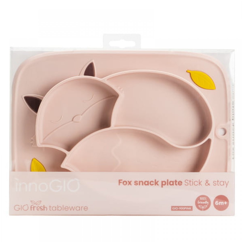 Πιάτο Φαγητού Σιλικόνης με Θέσεις innoGIO GIOfresh Fox Pink
