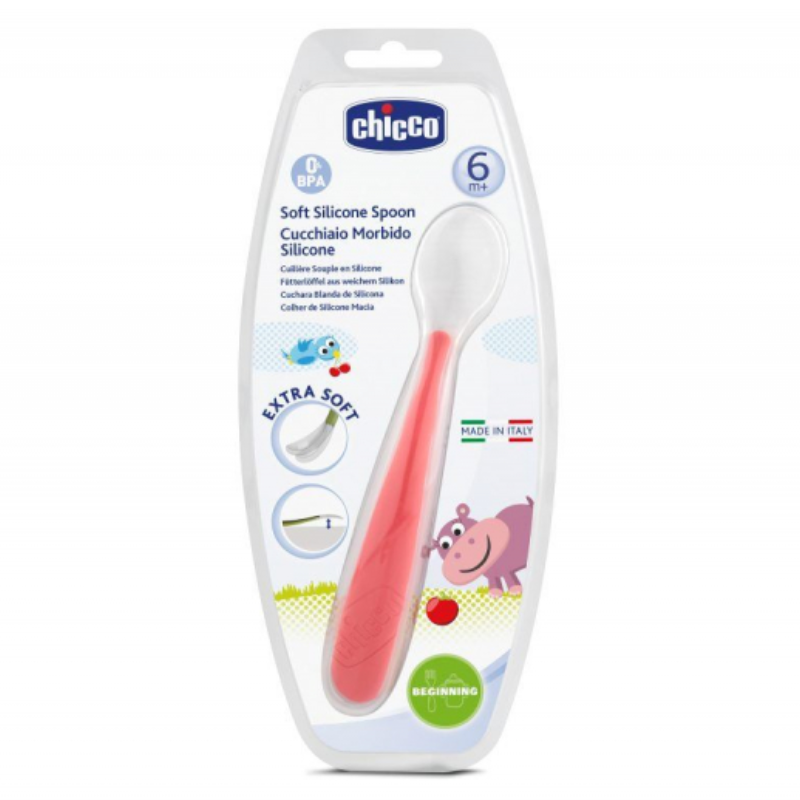 Κουτάλι Σιλικόνης Chicco Soft 6m+ Κόκκινο