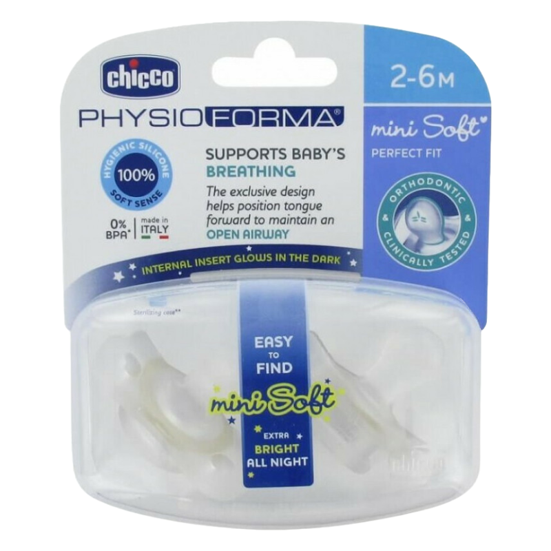 Πιπίλα Chicco Mini Soft PhysioForma 2-6m White (2τεμ.)