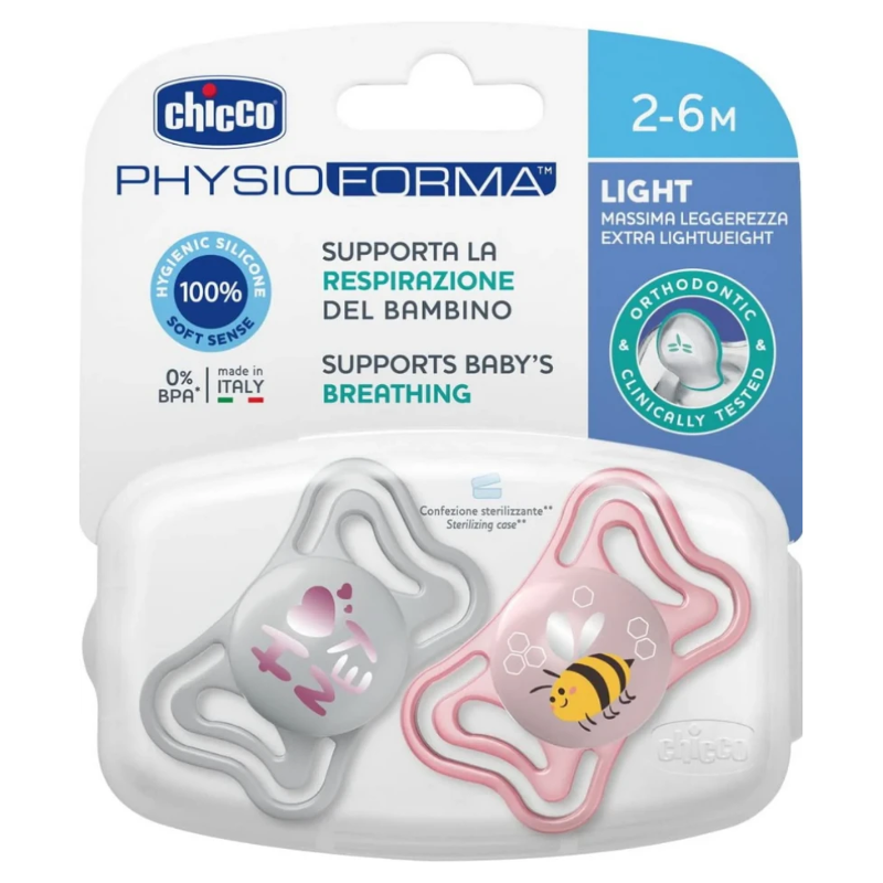 Πιπίλα Σιλικόνης Chicco Physio Forma Light Pink 2-6m (2τεμ.)