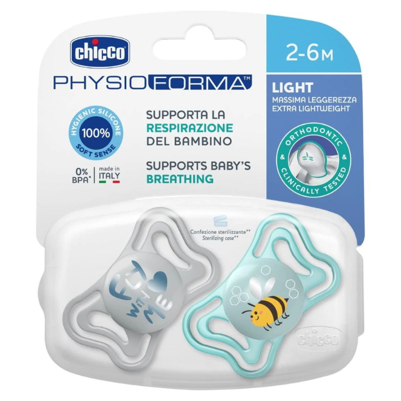 Πιπίλα Σιλικόνης Chicco Physio Forma Light Σιέλ 2-6m (2τεμ.)