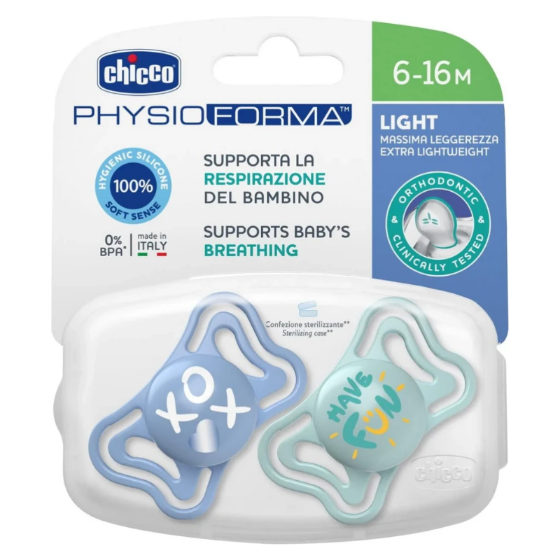 Πιπίλα Σιλικόνης Chicco Physio Forma Light Σιέλ 6-16m (2τεμ.)