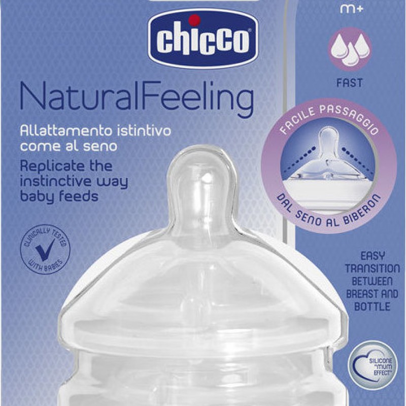 Θηλή σιλικόνης Chicco Natural Feeling Γρήγορη Ροή 6m+ (2τμχ)