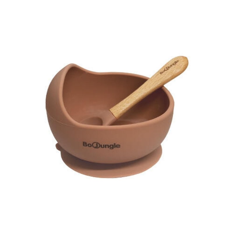 Bo Jungle B-Suction Bowl Silicone Μπολάκι Και Κουταλάκι Σιλικόνης Με Βεντούζα Teracotta 4+Μ B.500690