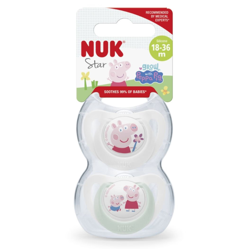 Πιπίλα Σιλικόνης με Θήκη Nuk Peppa Pig 18-36m (2τεμ.)