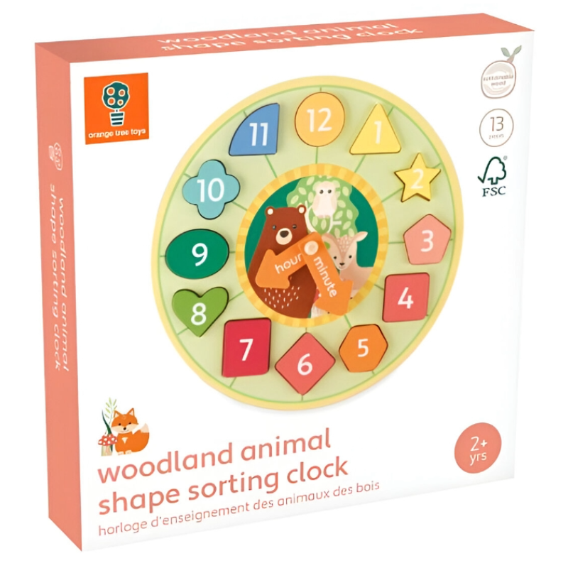 Ξύλινο Παιχνίδι Ρολόι με Σχήματα Woodland Orange Tree Toys