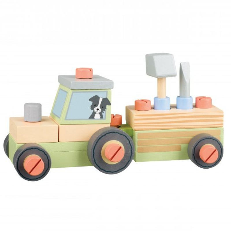 Ξύλινο Παιχνίδι Τρακτέρ με Εργαλεία Orange Tree Toys