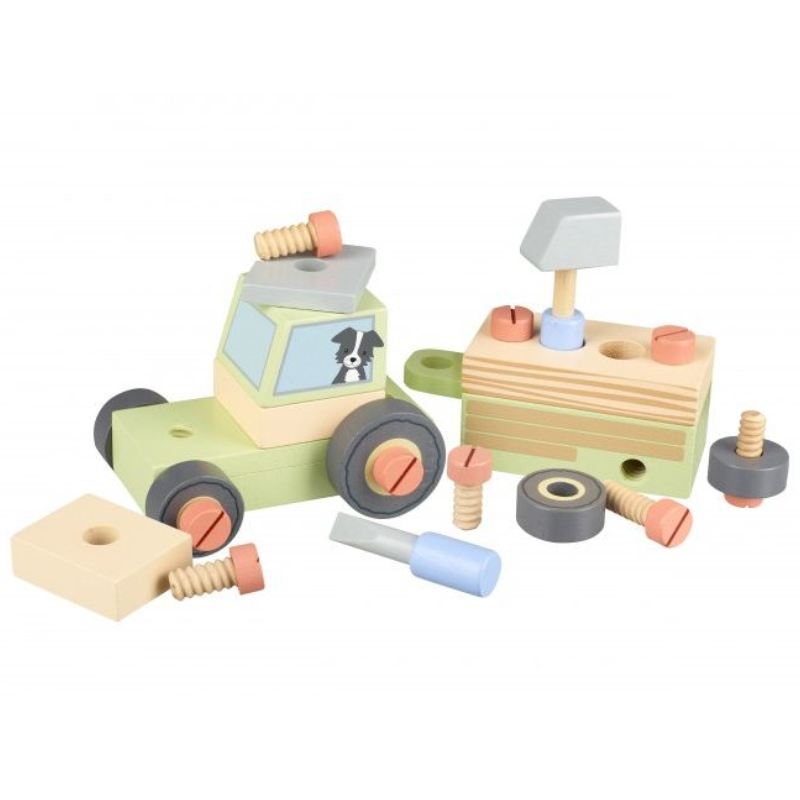 Ξύλινο Παιχνίδι Τρακτέρ με Εργαλεία Orange Tree Toys