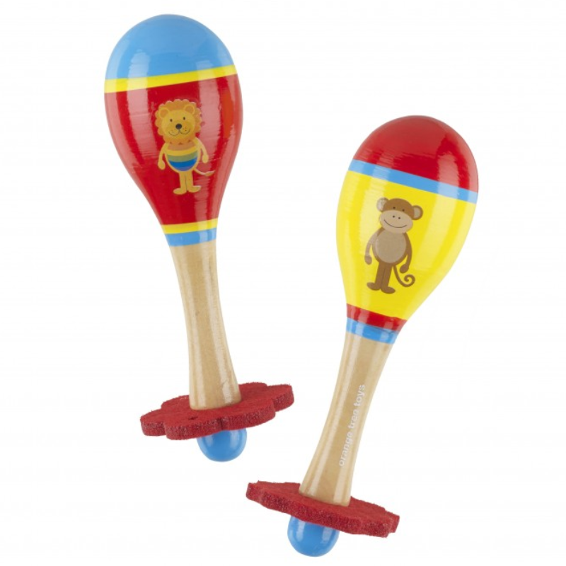 Ξύλινο Σετ Μαράκες Λιοντάρι & Μαϊμού Orange Tree Toys
