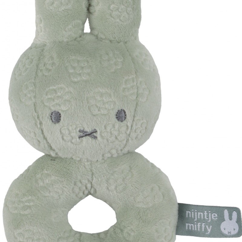 Κουδουνίστρα Από Βελουτέ Ύφασμα Πράσινο Miffy Flowers