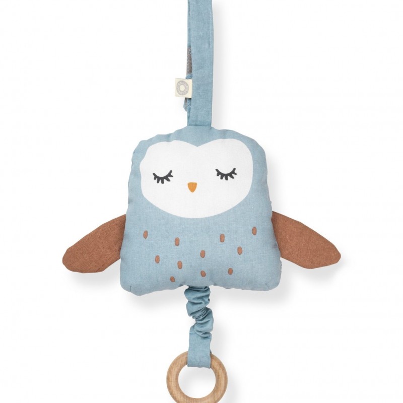 Μουσικό κουτί UGLA BLUE OWL από 100% οργανικό βαμβάκι